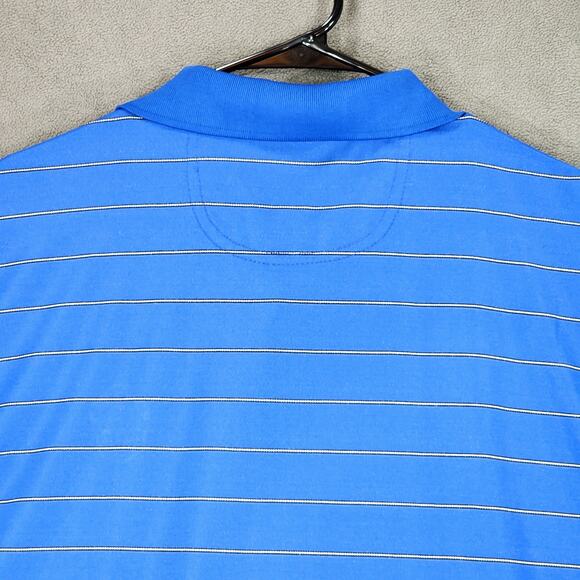 Duke Golf Club Polo Shirt XL Men Stripe Blue White 48x31 Bamboo Poly Breathable - Picture 9 of 11
